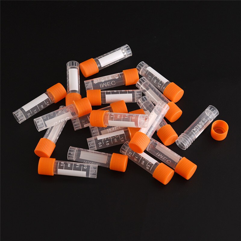 20pcs 1.8ml PP Lab Analysis Freezing Tubes Graduation Centrifuge Tube Volume Vials Bottles With Screw Cap