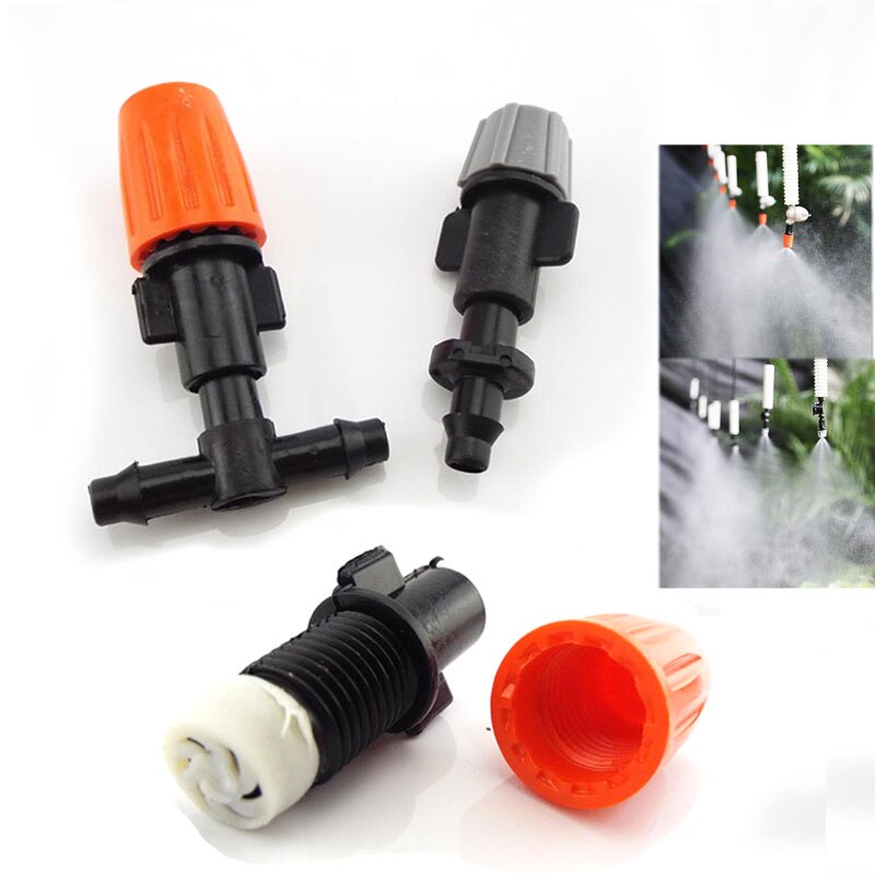 10 st 1/4 &quot; trädgårdsvatten bevattning hängande dimma sprinkler munstycke tee 4/7 slang dimma dimma sprayer kit för trädgårdsarbete växthus