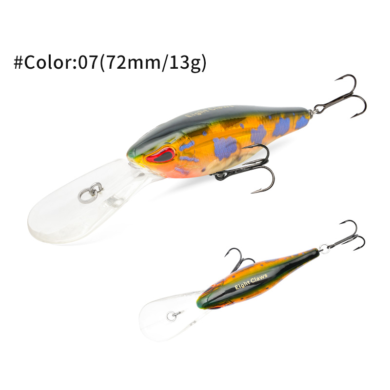 MSEASFREE Señuelo de pesca flotante Minnow, cebo duro Artificial, sonajero de 72mm y 13g, Wobblers de agua dulce para Lucio, aparejos de pesca: Azul marino