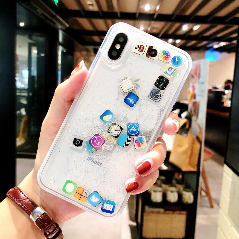 Funda para teléfono con icono de aplicación bonita para iPhone Xs Max XR 10 funda brillante con estrella para Coque iPhone 7 Plus iPhone7 8 8Plus 6s