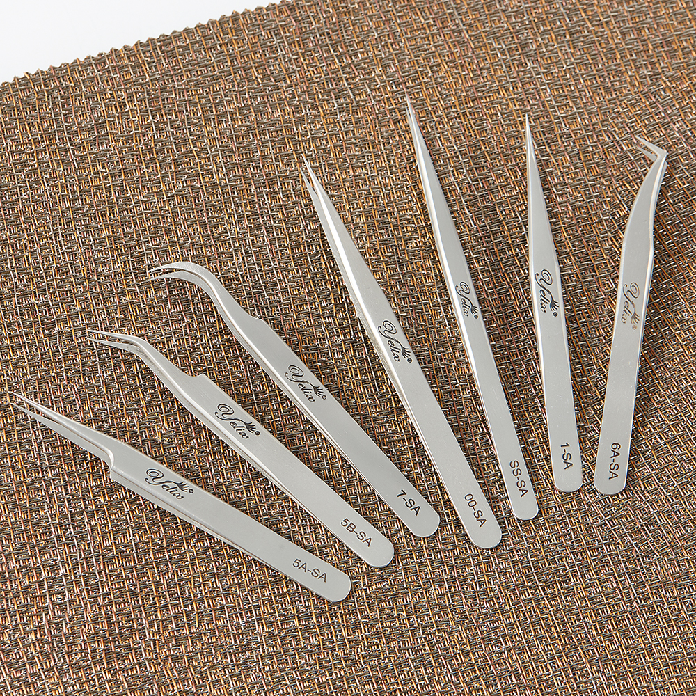 Pinzas de belleza para extensión de pestañas, herramientas de maquillaje de precisión, pinzas para pestañas, juego de injerto de pestañas 6A-SA