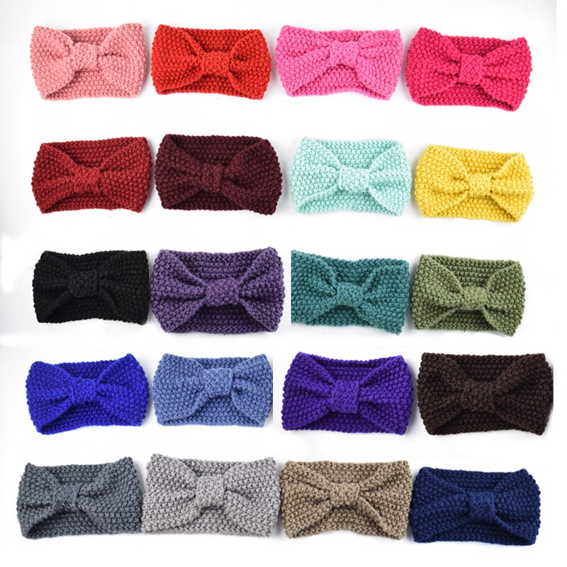 automne hiver plus oreille tricoté bandeau pour femmes filles solide laine chapeaux Turban bandeau tête enveloppement pour dame