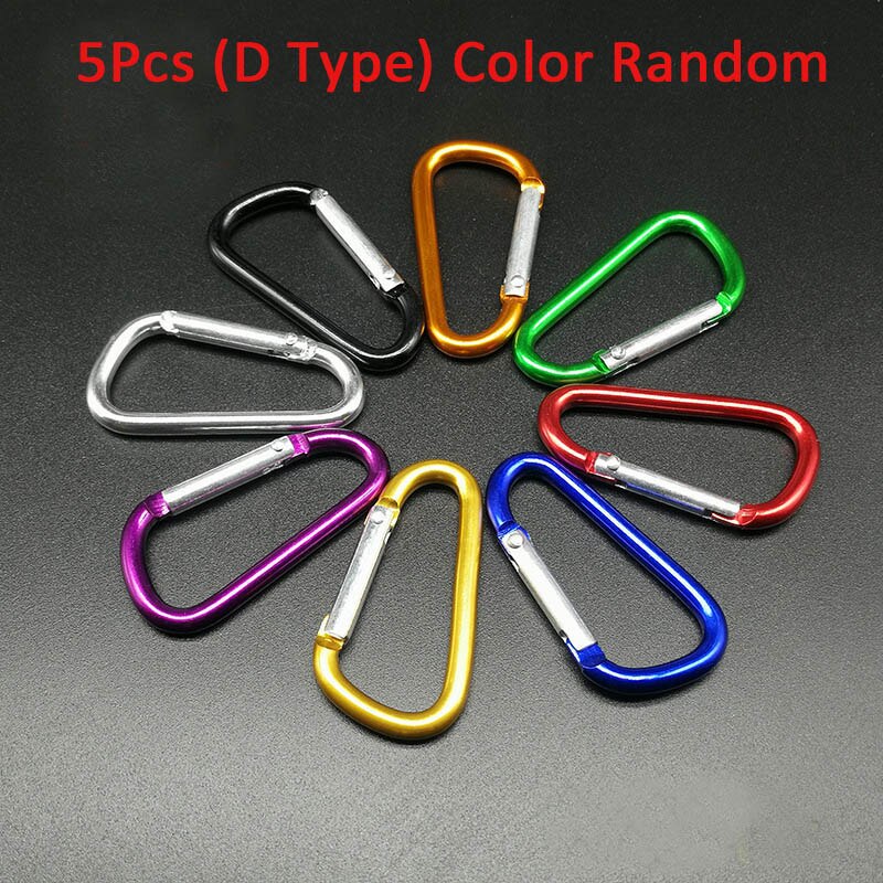 1Pc/5Pcs/10Pcs Karabijnhaak Aluminium Karabijnhaak Sleutelhanger Clip Camping Wandelen Haken Outdoor Karabijnhaken: 5Pcs (D Type)