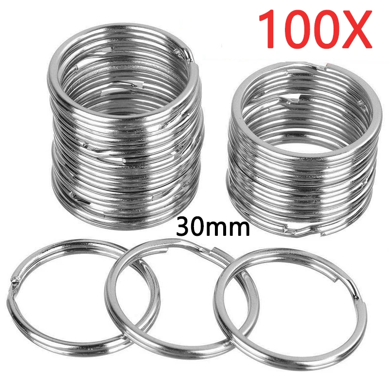 30mm/25mm/20mm Metal Key Rings Keychain Sets Keyfob Anti-rust KeyRings Key Chains Car Key Pendant Split: Yellow