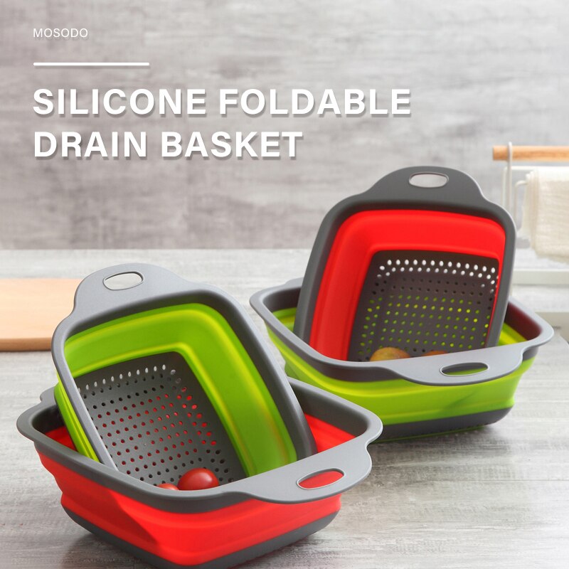 Mosodo Folding Drain Basket Multi-Function Washing Basket Retractable Fruit Basket Kitchen Storage Basket