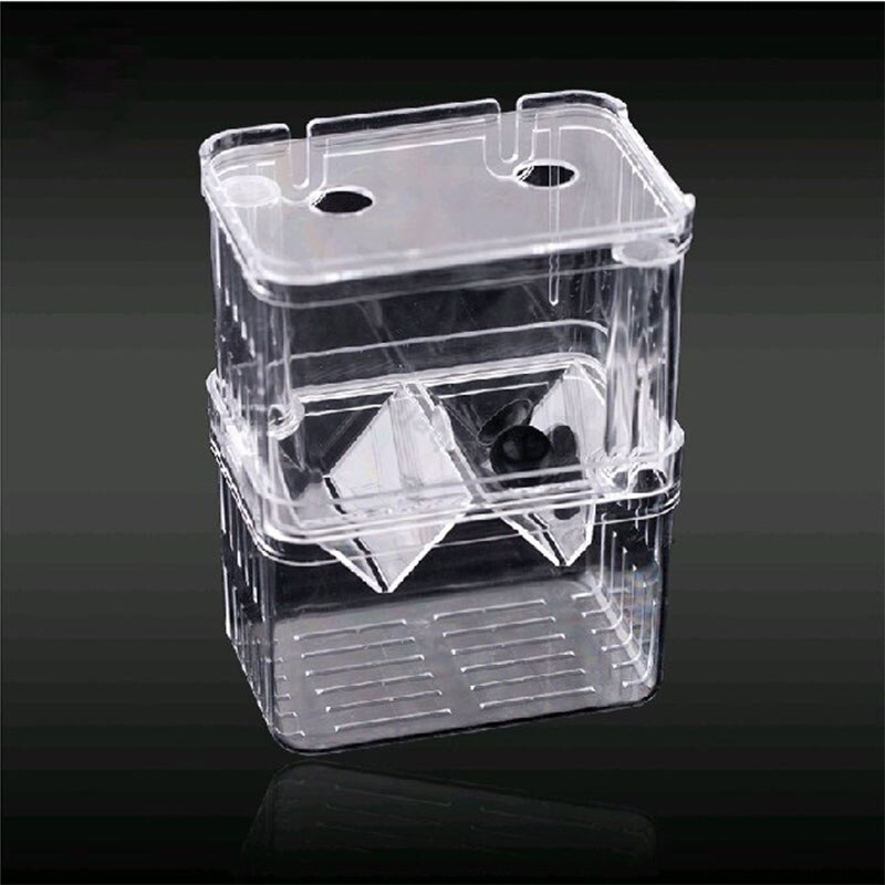 Mini Fish Breeding Isolation Box Fish Tank Aquarium Breeder Box Double Holes Betta Fish Hatching Incubator Aquarium Fish Bowl: 13.5X10.5X7.5CM