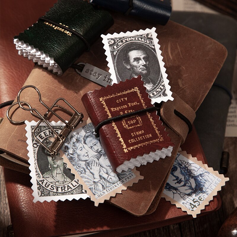 Sellos Vintage nostálgicos de los tiempos, paquete de pegatinas de papel Washi, diario de chatarra, etiqueta decorativa, álbum de recortes