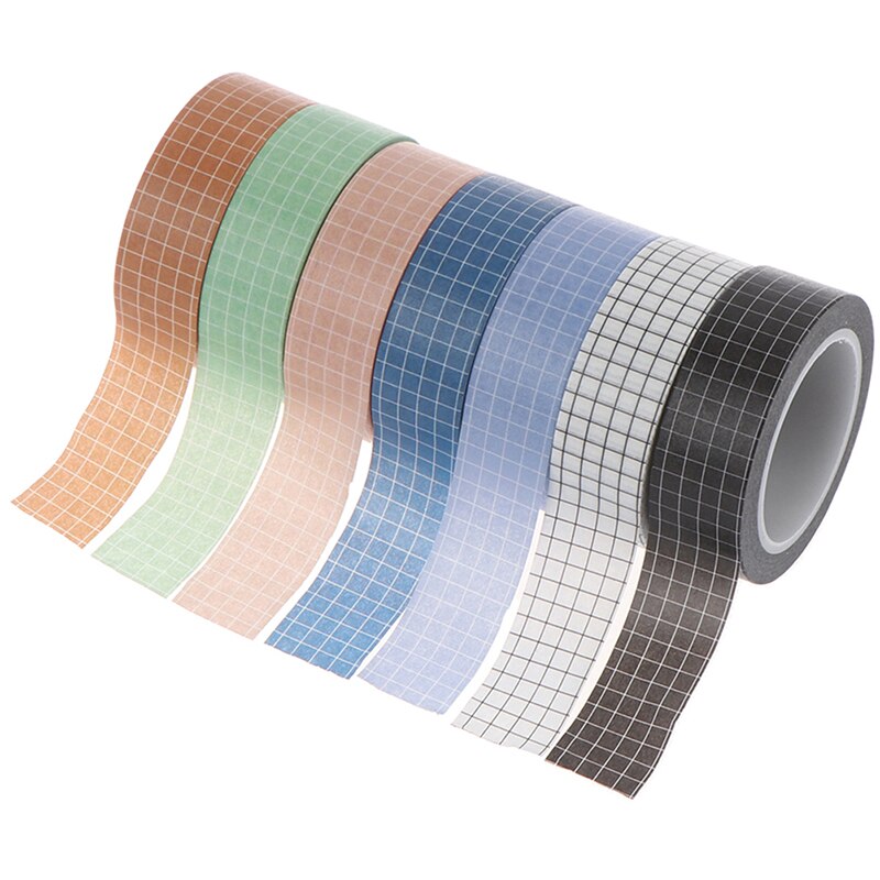 Grid Washi Tape Japanse Papier Diy Planner Masking Tape Plakband Stickers Briefpapier Tapes Decoratieve Kleurrijke