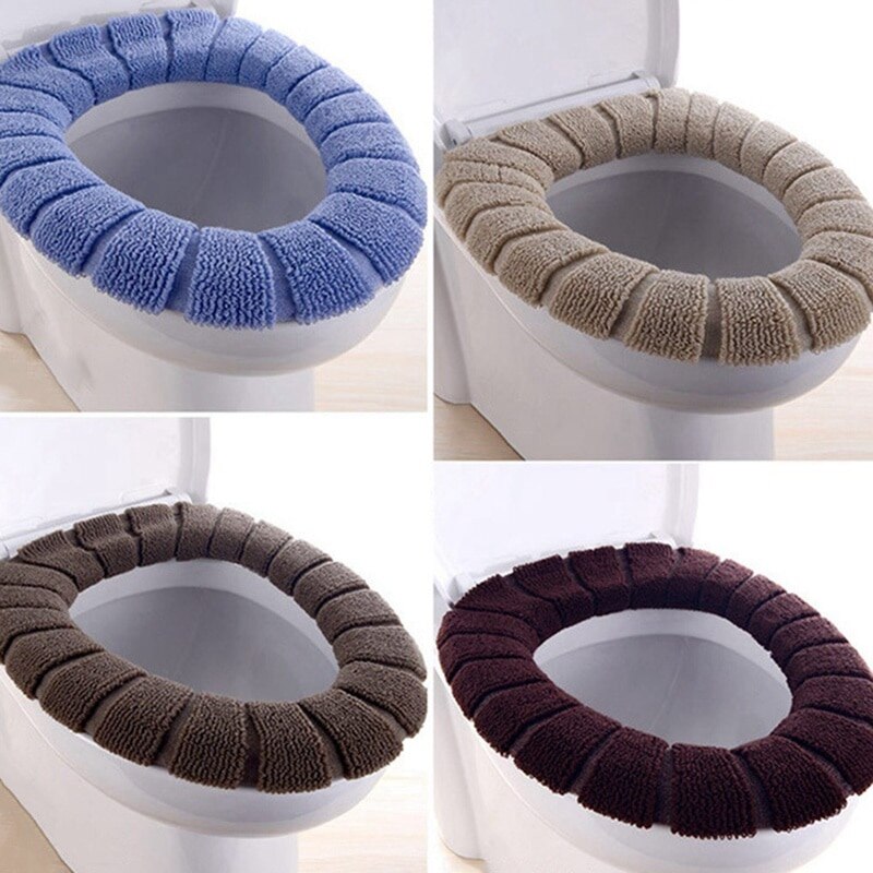 Bathroom Toilet Seat Comfortable Velvet Coral Toilet Household Closes tool Soft Mat Seat Soft Case Lid Winter