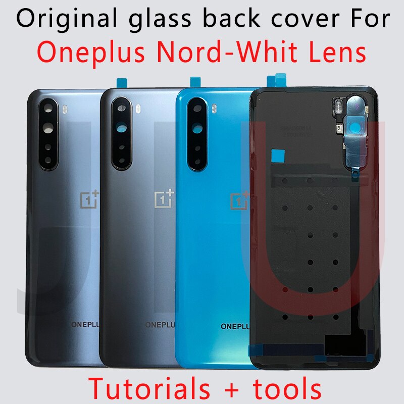 100% Voor Oneplus Nord Batterij Cover Back Glass Rear Deur Behuizing Case Back Panel Batterij Cover Met Lijm Oneplus nord