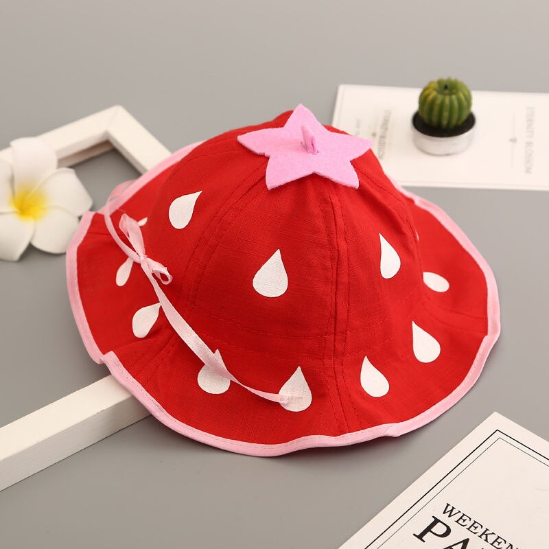 Sombrero bonito para bebé, niña, niño, sombrero para el sol, maceta de fresa, sombrero de princesa, sombrero de pescador para primavera y verano: 4