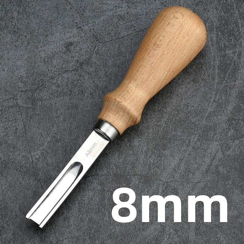 Herramientas para cortar Bordes de cuero, máquina de corte para ángulo curvo, pala redonda, 4-10mm de ancho: Wood 8mm