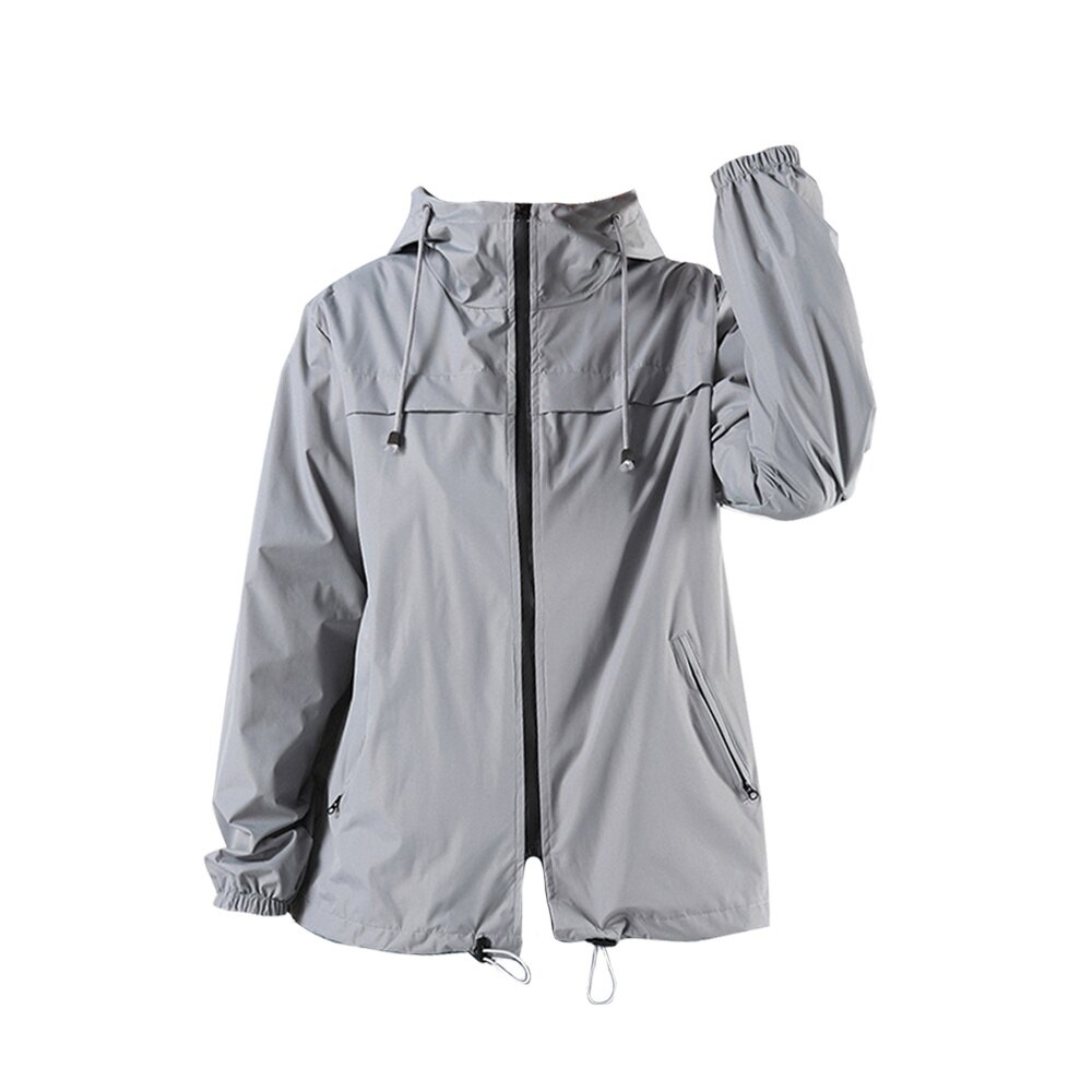Leichte Regenmantel Mit Kapuze Wasserdichte Windjacke Ultra-dünne Bergsteigen Anzug Outdoor Winddicht Mantel Mit Kapuze Wandern Lon: Grey / S