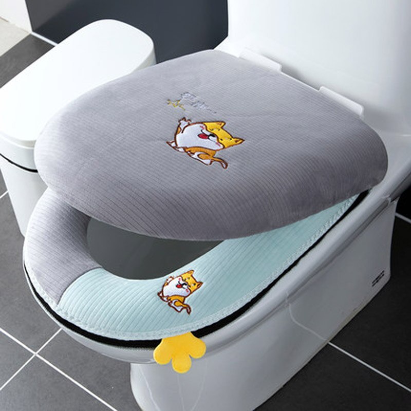 Cotton Linter Overcoat Toilet Case Bathroom Multi Color Toilet Mat Warm Toilet Seat Cover: A11