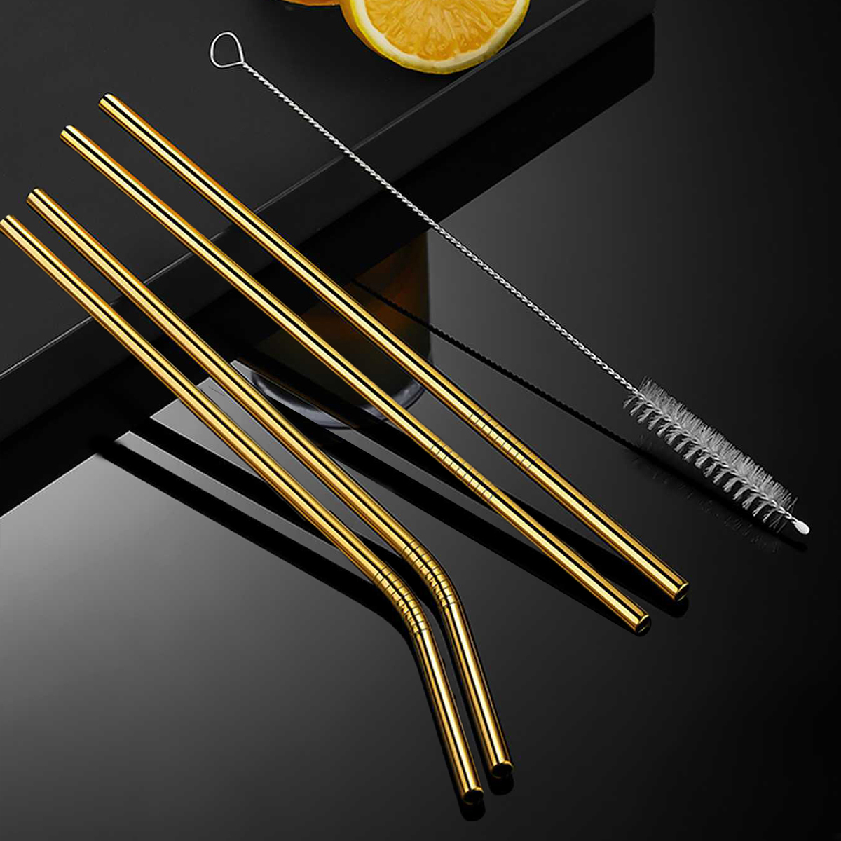 Set of 4 Stainless Steel Straws Set Eco Friendly Drinking Straw Party Favor Bar Accessory Reusable Metal Straws