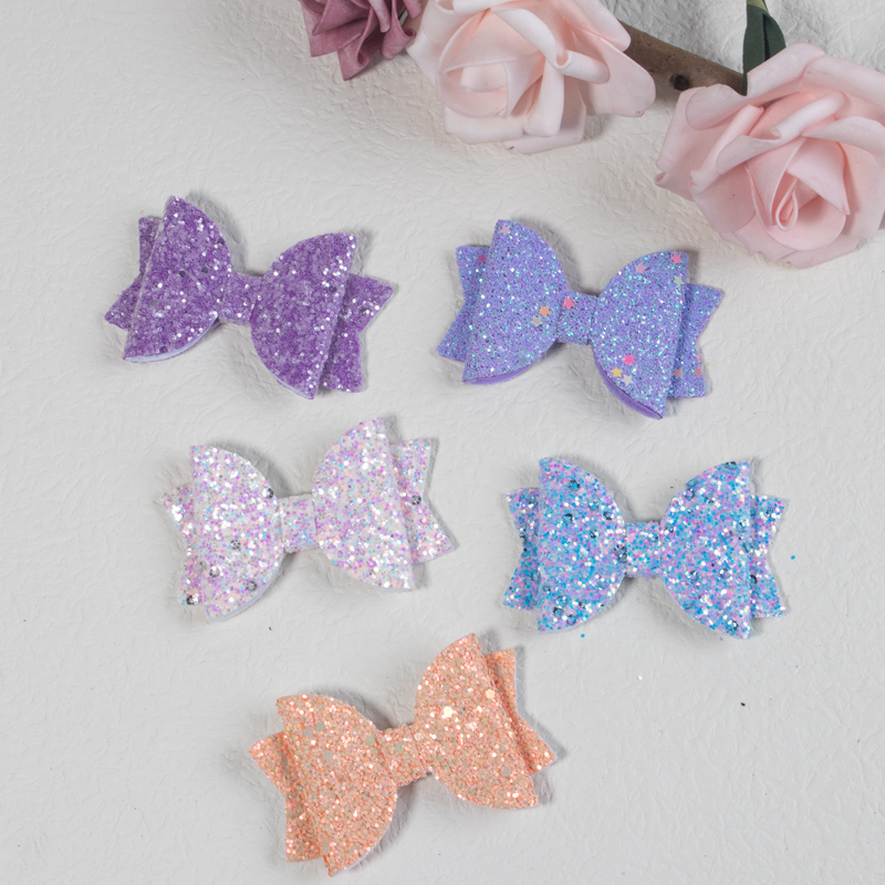 Lazos para el pelo de 5 piezas para niña, pinzas brillantes de 3 pulgadas, conjunto de accesorios para el cabello multicolor
