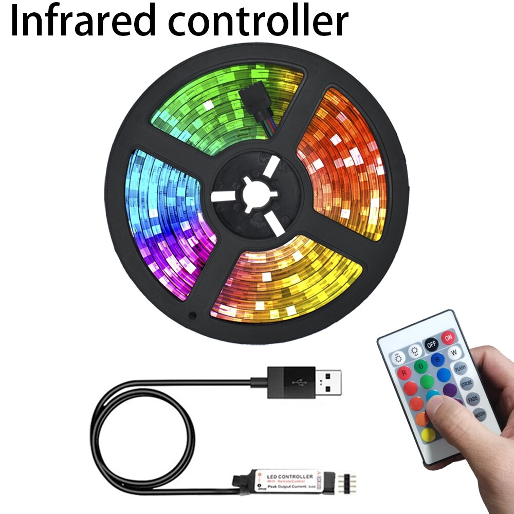 Strisce luminose a LED controllo a infrarossi USB RGB SMD2835 DC5V 1M 2M 3M 4M 5M lampada flessibile nastro diodo TV sfondo illuminazione luces LED