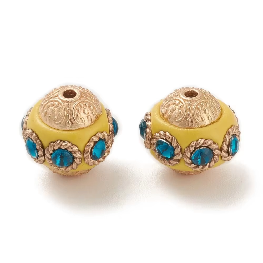 Perles indonésiennes faites à la main avec perle de fleur, résultats en alliage, résine pour bijoux à bricoler soi-même, fournitures d'artisanat exécutif, 5 pièces: Orange