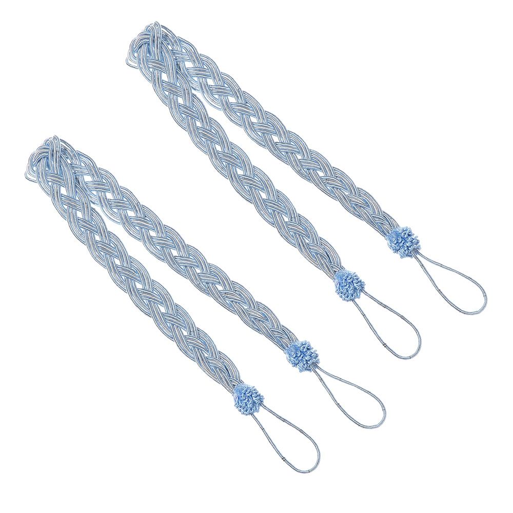 2PCS Braided Satin Rope Curtain Tie Backs Tiebacks Holdbacks Curtain Voile Strap: Blue