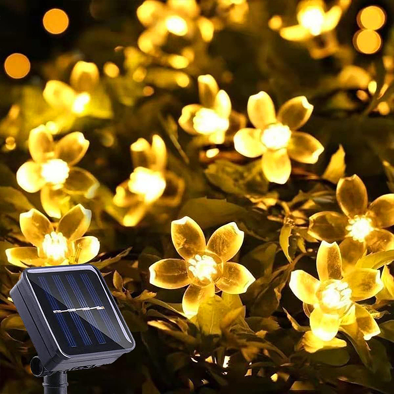 Led Solar Cherry Lichtslingers Outdoor Waterdichte Tuin Bloem Bloesem Kerstverlichting Kerstfeest Decoratie Verlichting: Warm White
