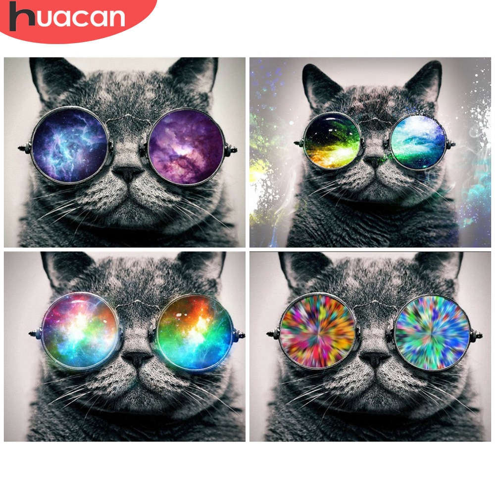 Huacan bilder etter nummer katt dyr tegning på lerret håndmalt kunst gjør-det-selv oljemaleri etter nummer sett hjemmedekorasjon