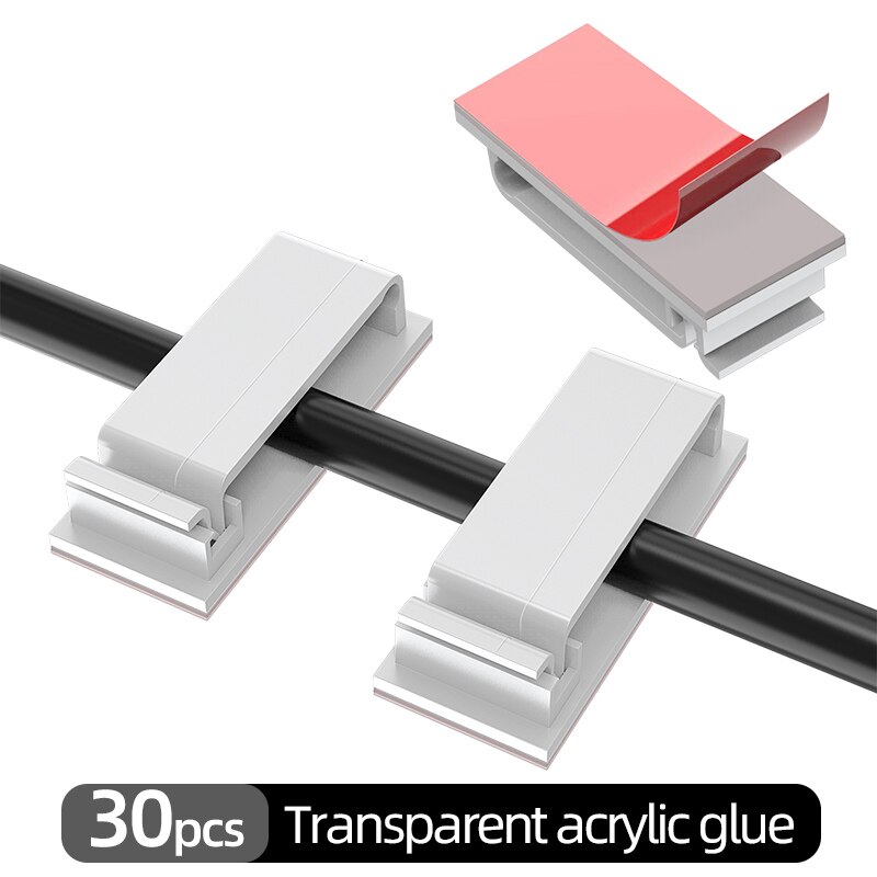 !ACCEZZ 30pc Large Wire Organizer Cable Holder Cord Management Harness Clamp Clip for PC Power Cable Wiring Desktop Cord Manager: 30pcs White Acrylic