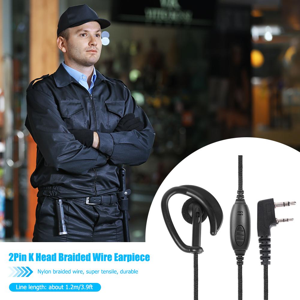 1.2m 2- pin ørestykket headset ptt med mikrofon ørekrog interphone øretelefon til kenwood silikone ørehængende blød og behagelig
