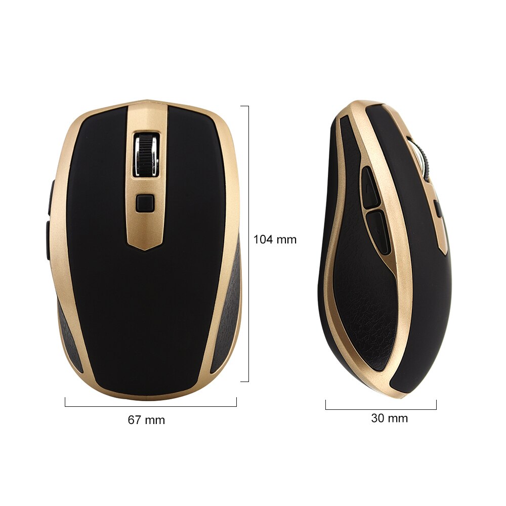 Bluetooth Wireless Mouse Optical Computer Gaming Mouse 1600 DPI Ergonomic PC Office Gamer BT Mice Small Mice For Laptop Mac Gold