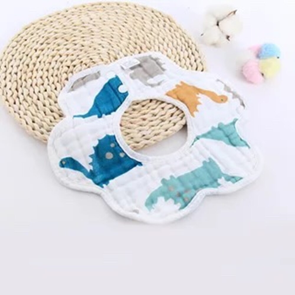 Waterproof Baby Bibs Kids Saliva Towel Flower Print Cotton Baby Boys Girl Bib 360 Degree Rotation Infant Bibs Burp Cloth: Dinosaur