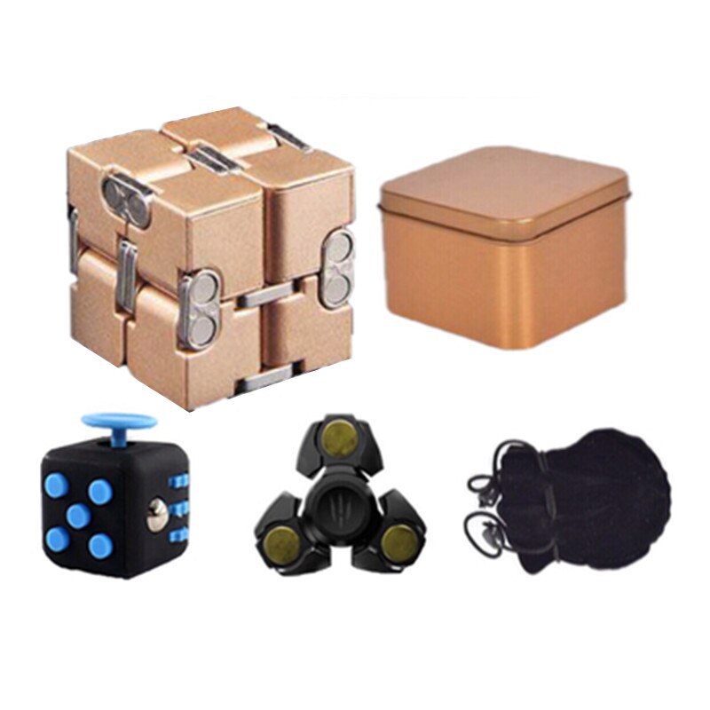 WINCOTEK Premium Metal Infinity Cube Toy Aluminium Deformation Magical Cube Toys for chilren Stress Reliever for EDC Anxiety: Gold kit