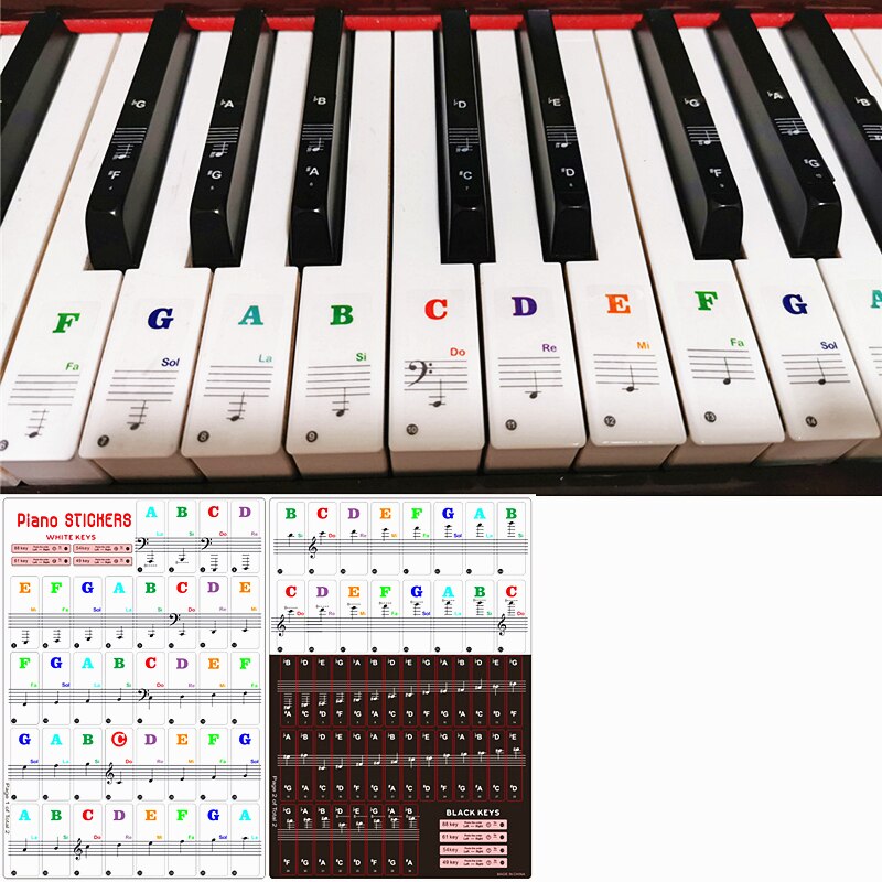 Piano Keyboard Sticker 88/61/49/37 Key Electronic Keyboard Piano Sticker Beginner helper Stave Note Sticker: White