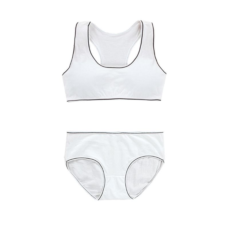 Teenager Young Girls Bra Teens Girl Underwear Puberty Student Training Bra Underwear Set: W
