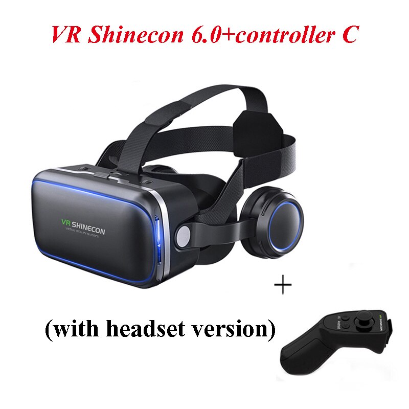 VR Shinecon 6.0 3D bril Virtual Reality bril google Kartonnen VR DOOS 2.0 VR headset met koptelefoon gampad Voor smartphone