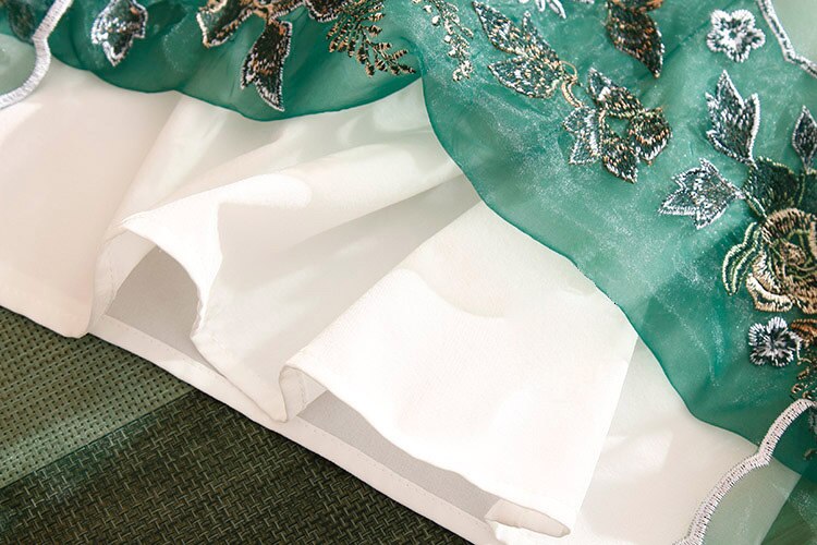 High-end vår sommar kinesisk stil broderi gardenia organza blus skjorta kvinnor lös dam skjorta topp s-xxl