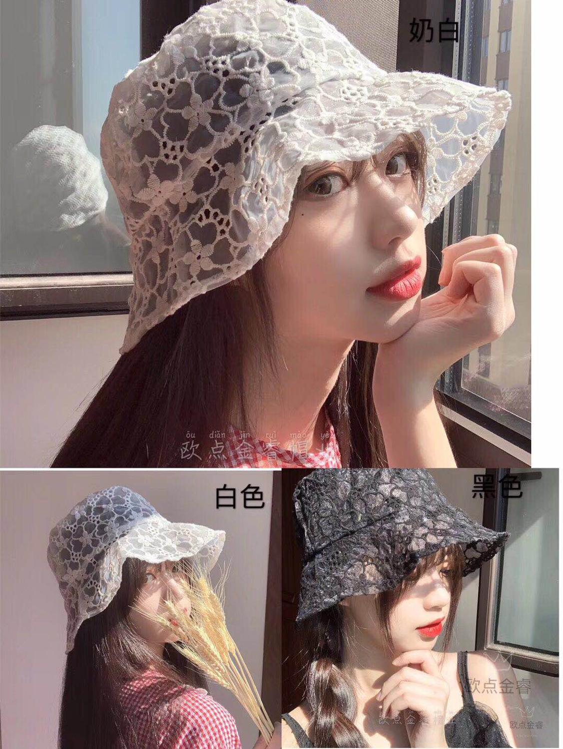 FOXMOTHER Korean Lace Hollow Flower Fishermen Caps Sun Casual Lady Bucket Hats Women Gorras Summer