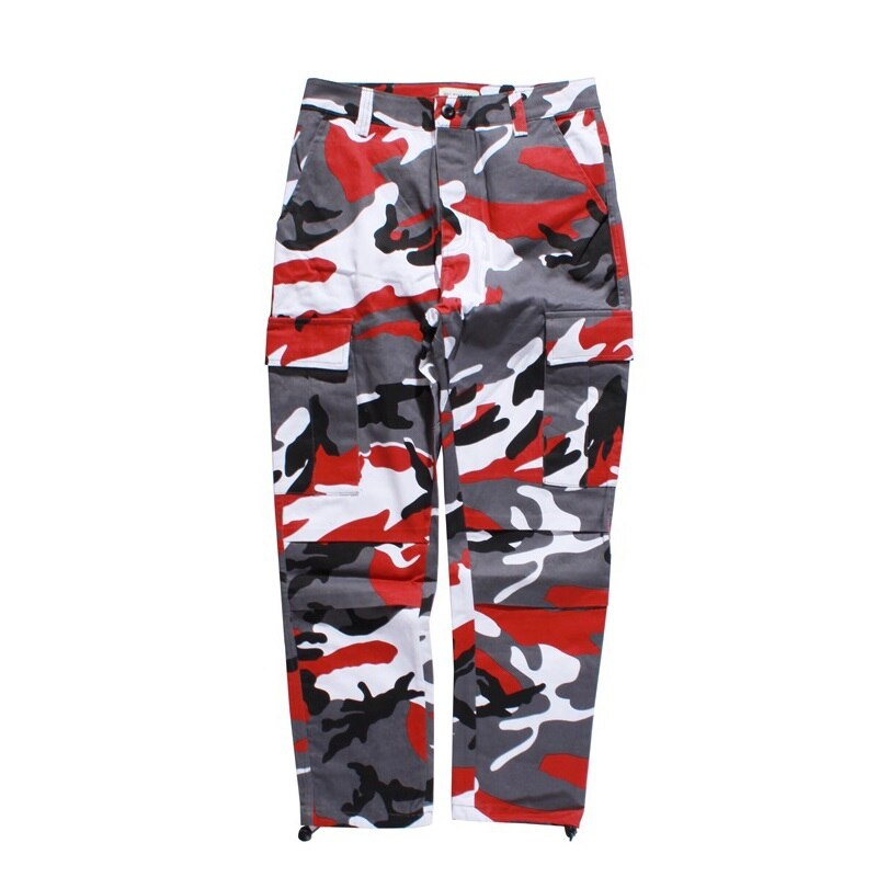 Icpans cargo byxor herr joggingbyxor fullängds bomullsfickor byxa casual orange röd lila rosa camo byxor manliga streetwear byxor