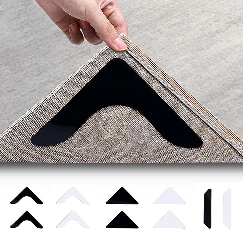 8pcs Adhesive Rug Carpet Pad Fixed Sticker Rug Corners Silicone Anti Slip Tape Gripper For Bath Living Room Bedroom Dropshiping