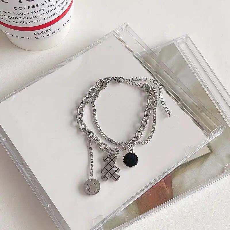 Korean Stainless Steel Choker Layered Necklace Women Punk Trendy Dainty Chain Statement Pendant Hip Hop Jewelry: s356 bracelet