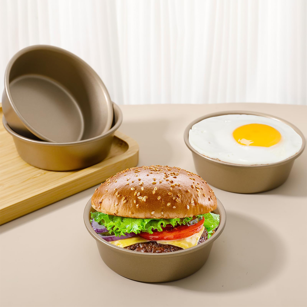 4 Inch Hamburger Mal Mini Hotdog Broodje Hamburger Embryo Cake Mal Bakkaas Kaas Rond Bakplaat