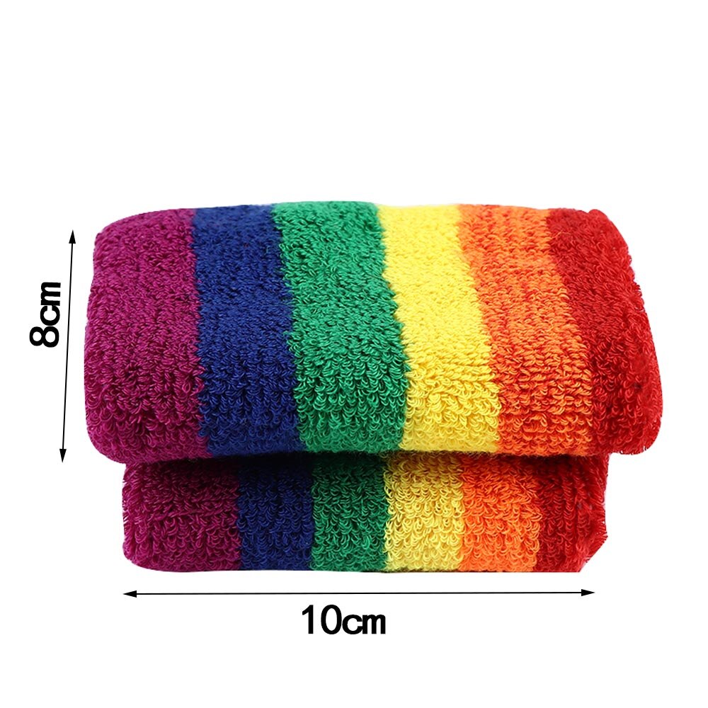 1Pc Ademend Regenboog Kleur Beschermende Running Fitness Motion Polsbandje Zachte Katoen Wrap Hand Gezondheid Massage