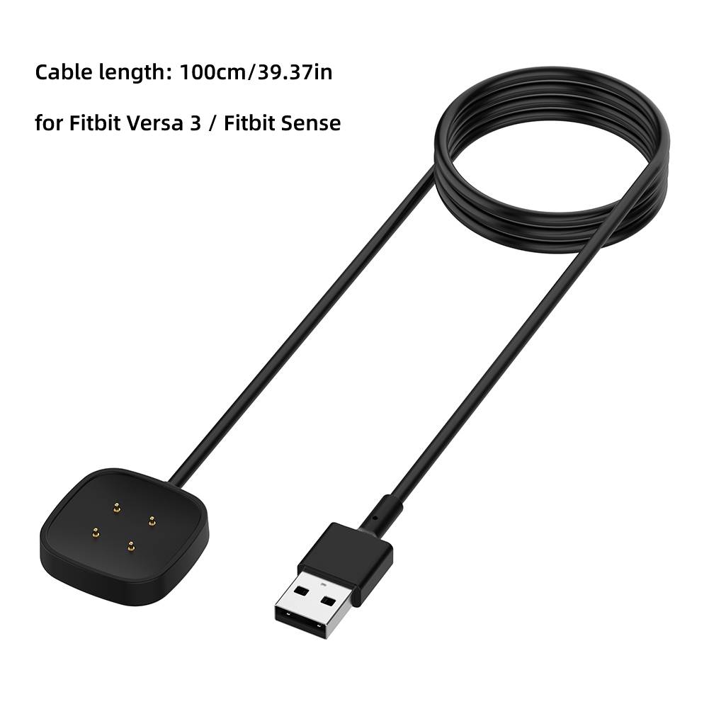 Sense Charging Cable Dock Station Smart Bracelet Replacement Charging Cable Portable USB Charger for Fitbit Versa 3/Fitbit: 100cm
