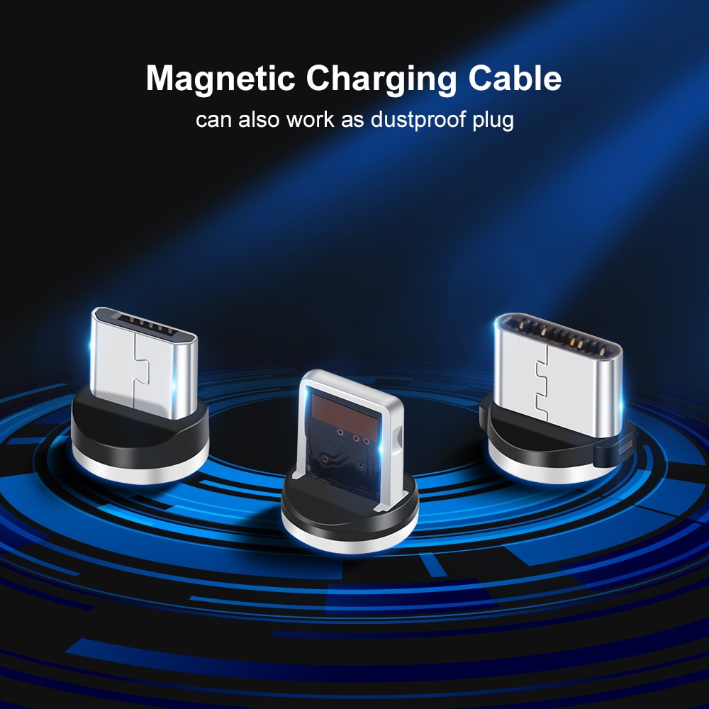 Cable magnético Micro Usb tipo C, carga súper rápida para teléfono iPhone y Xiaomi, luz LED, 1M