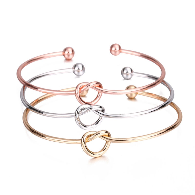 Knoten Manschette Armbänder & Armreifen Für Frauen Männer Charme Herz Schmuck Rose Gold Silber Farbe Paar Armbinde Armreif liebe