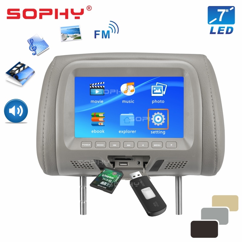 Pantalla Universal para reposacabezas de coche, Monitor de 7 pulgadas para asiento trasero, reproductor Multimedia de entretenimiento, AV, USB, SD, MP4, 7048