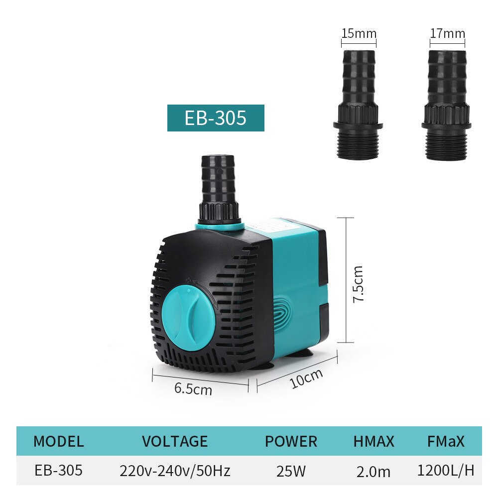 3/6/10/15/25W Ultra-Quiet Submersible Water Fountain Pump Filter Fish Pond Aquarium Water Pump Tank Fountain: EB-305 25w