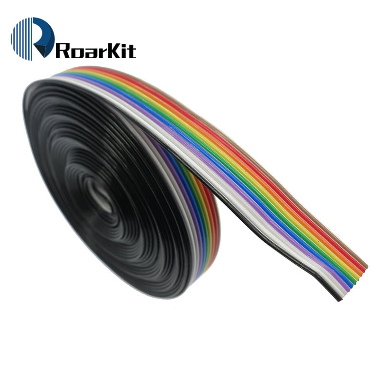 ribbon cable 10 WAY Flat Color Rainbow Ribbon Cable wire Rainbow Cable 10P ribbon cable 1.27MM pitch 5meters/lot