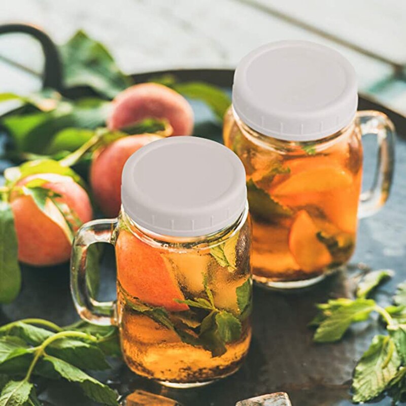 18 Pack Plastic Regular Mouth Mason Jar Lids For Ball, Kerr And More - Food Grade White Plastic Storage Caps