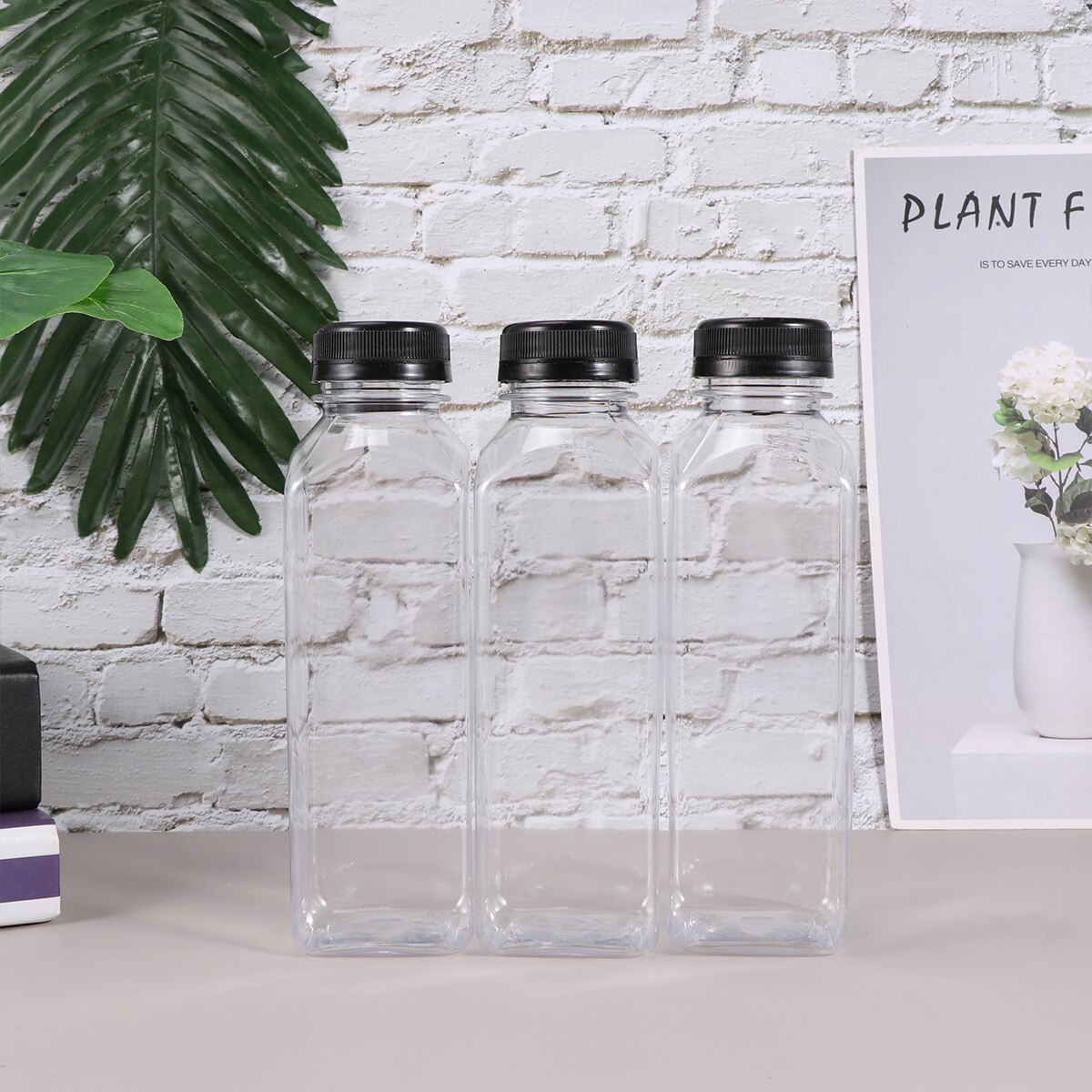 10PCS 400ml Transparent Empty Storage Containers Disposable PET Bottles with Lids for Beverage Drink Bottle Bottle Jar