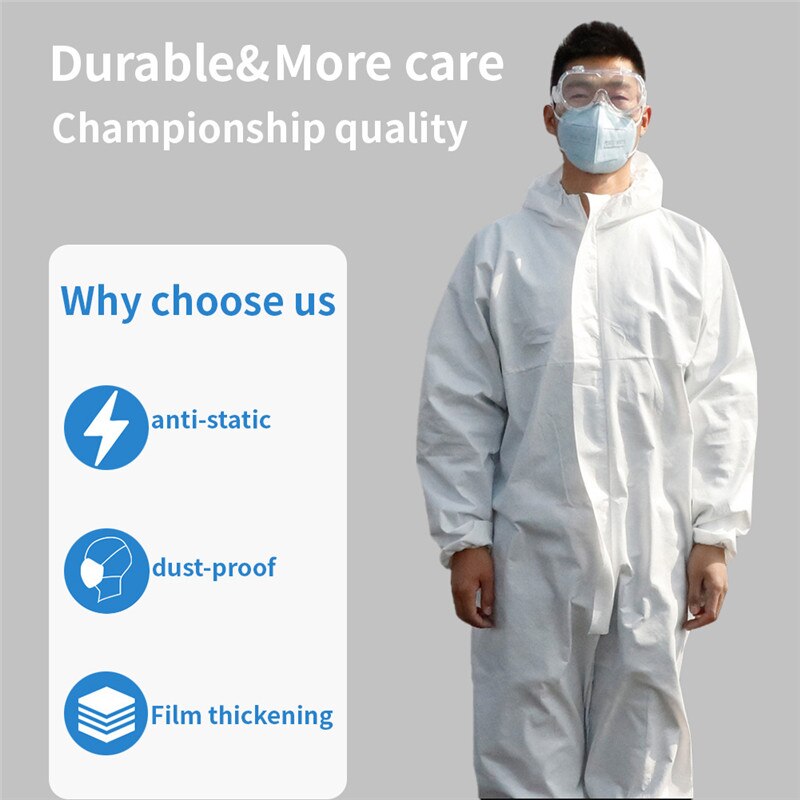 Unisex Disposable Protective Coverall Dustproof Hooded Disposable Protective Suit Anti-static Protective Clothing