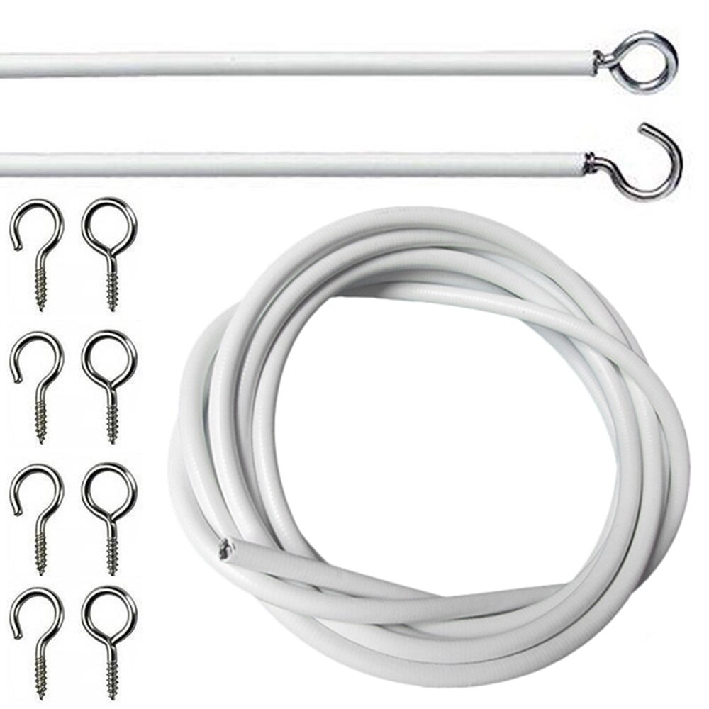 Curtain Rope Various Specifications Of PVC White Spring Plastic Coated Curtain Rope Mesh Cord Curtain Line Contains Hook